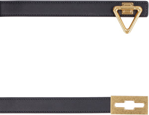 BOTTEGA VENETA Black Point Lock Belt with Metallic Turn-Lock Closure