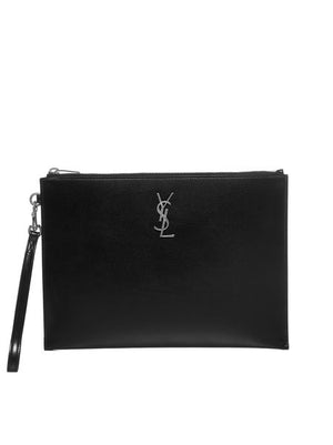 SAINT LAURENT Luxurious Calfskin I-Pad Holder with Removable Tassels