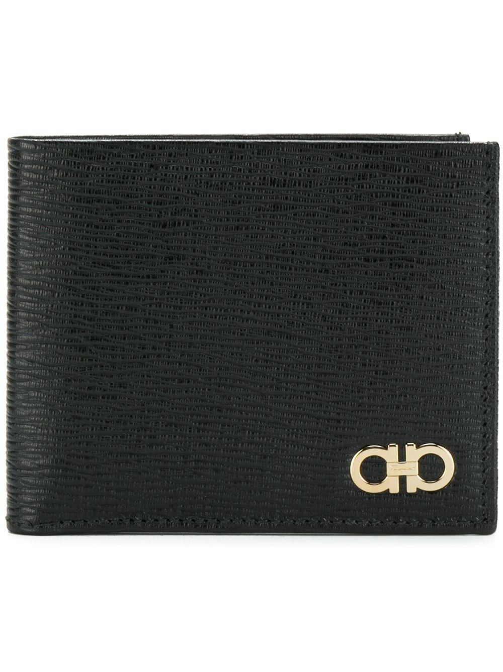 FERRAGAMO Faux Leather Men's Bi-Fold Wallet - Black