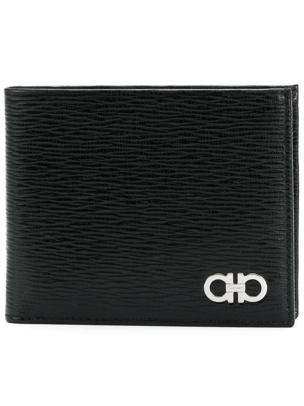 FERRAGAMO Men's Gancini Hook Bifold Wallet in Textured Leather for SS24