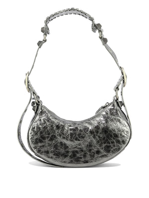 BALENCIAGA Silver Metallic Leather Shoulder Handbag for Women