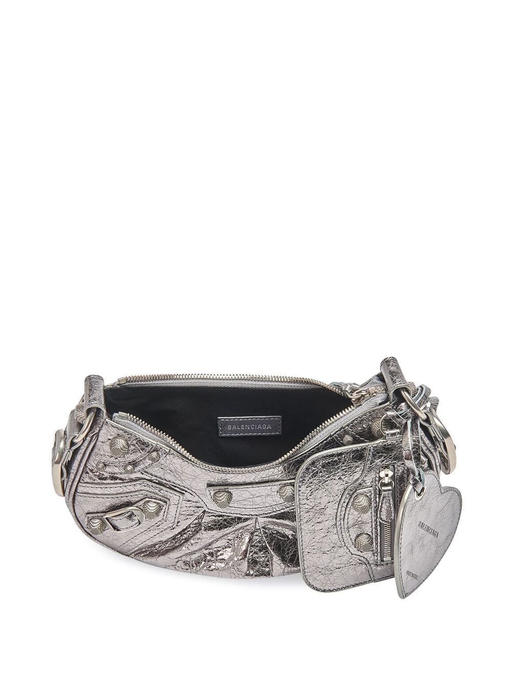 BALENCIAGA Silver Mini Charm Crossbody Bag