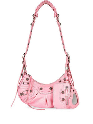 BALENCIAGA Studded Leather Crossbody Handbag in Pink for Women