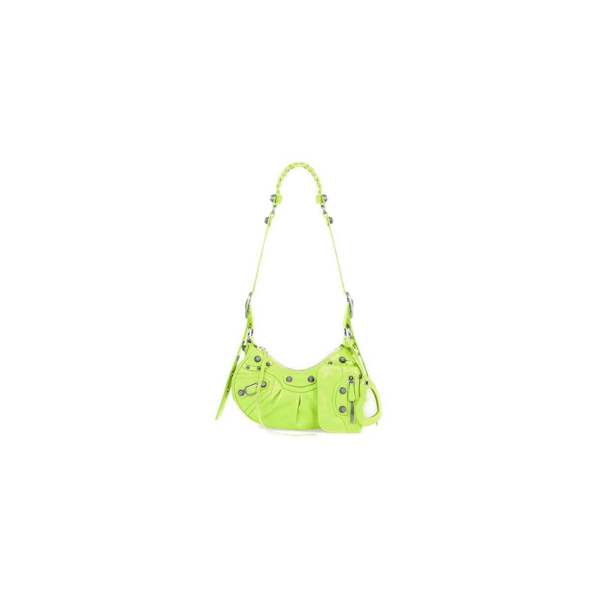 Studded Leather Handbag for Women in Sunny Yellow