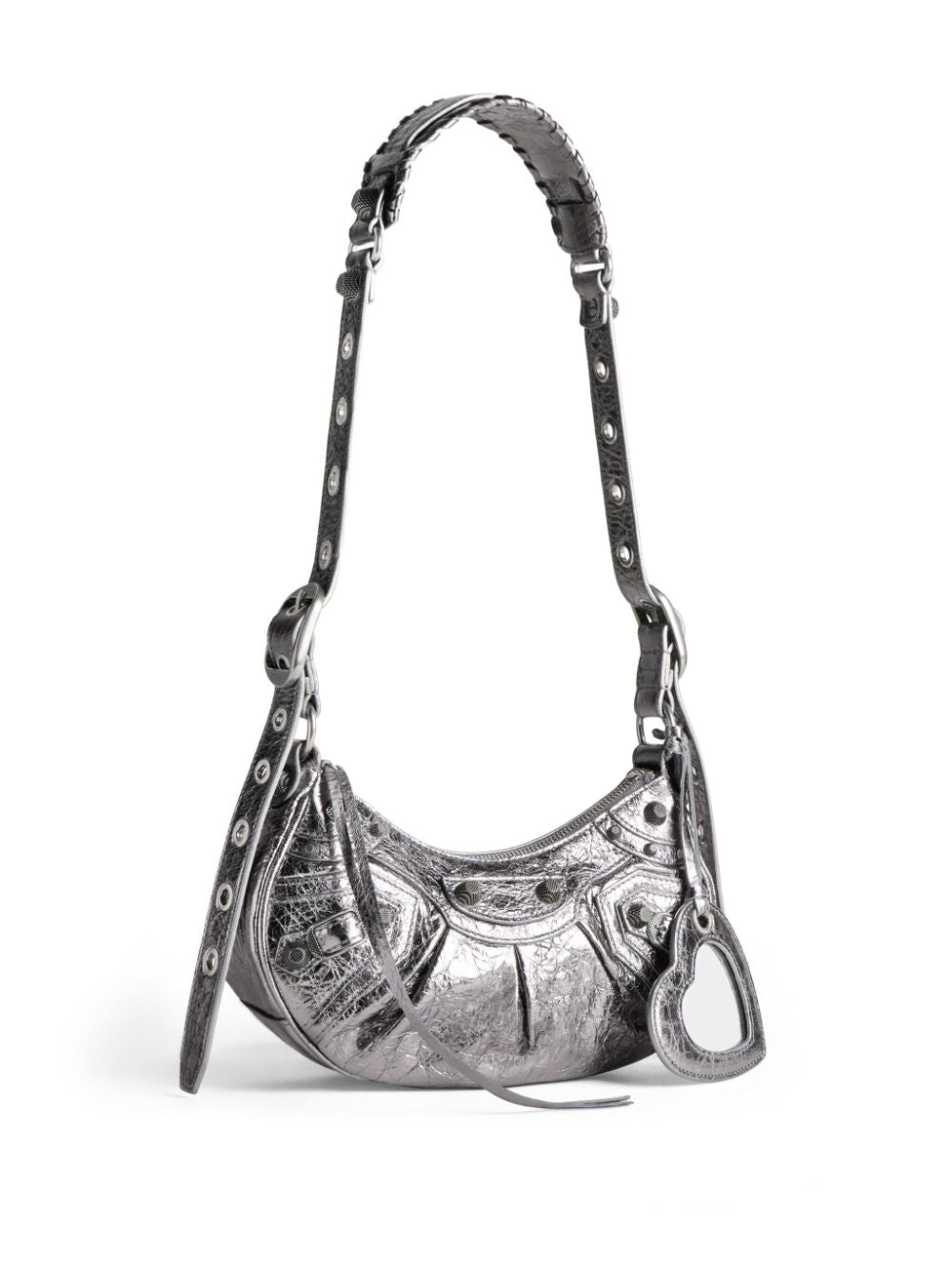 BALENCIAGA Silver Metallic Leather Shoulder Handbag for Women