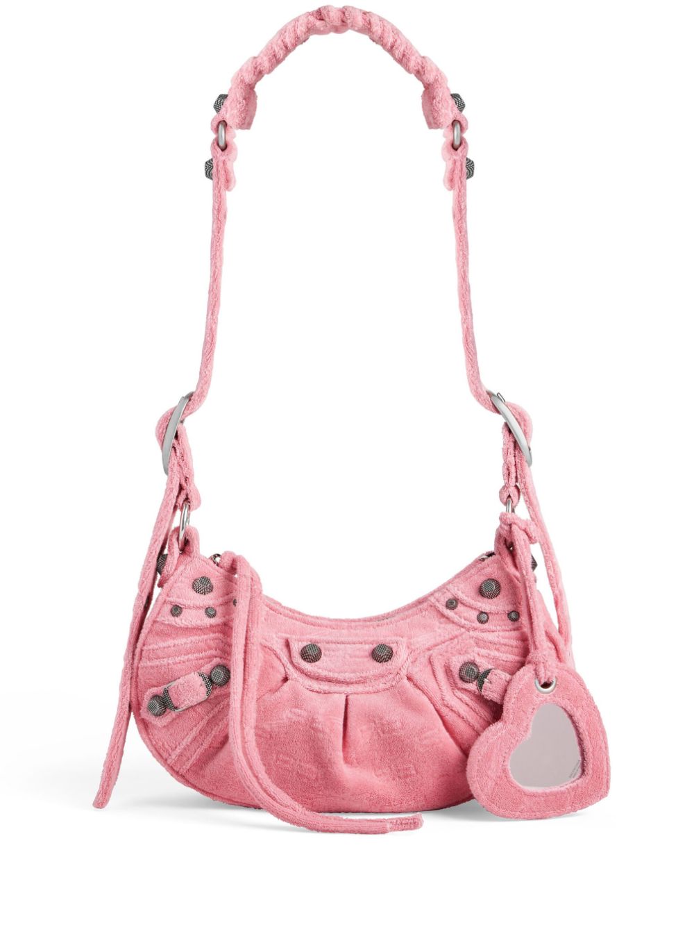 Flamingo Pink Mini Shoulder Handbag with Decorative Details
