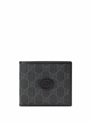 GUCCI Men's Black Supreme Wallet with Leather Trims and Interlocking G Label