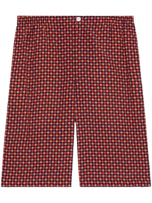 GUCCI Classic Blue and Red Cotton Shorts for Men