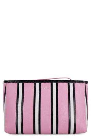 Cracked Pink Leather Clutch with Zipper Closure and Internal Zippered Pocket for Women