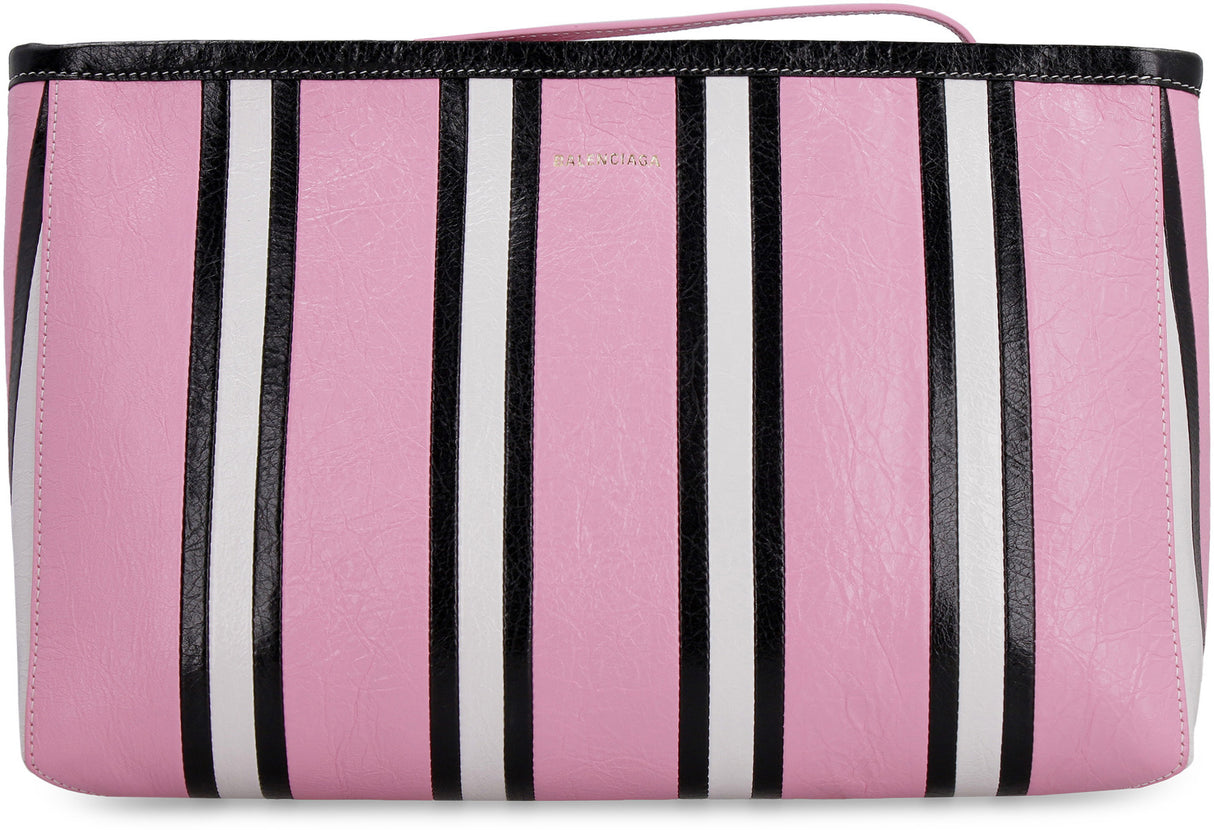 Cracked Pink Leather Clutch with Zipper Closure and Internal Zippered Pocket for Women