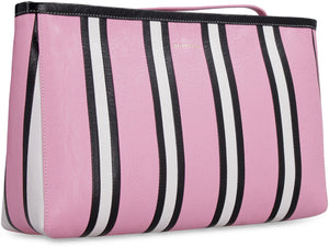 Cracked Pink Leather Clutch with Zipper Closure and Internal Zippered Pocket for Women
