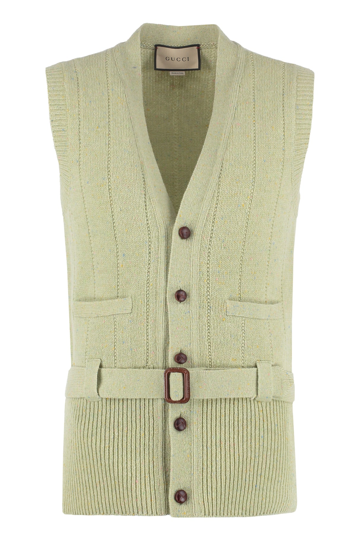 GUCCI Green Knit Wool Vest for Men - SS22 Collection