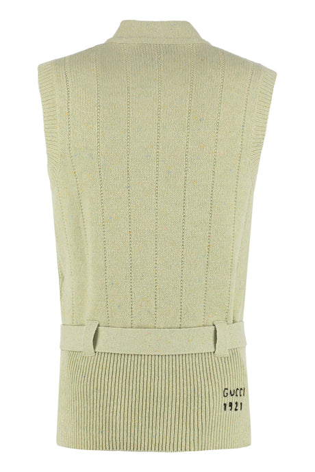 GUCCI Green Knit Wool Vest for Men - SS22 Collection