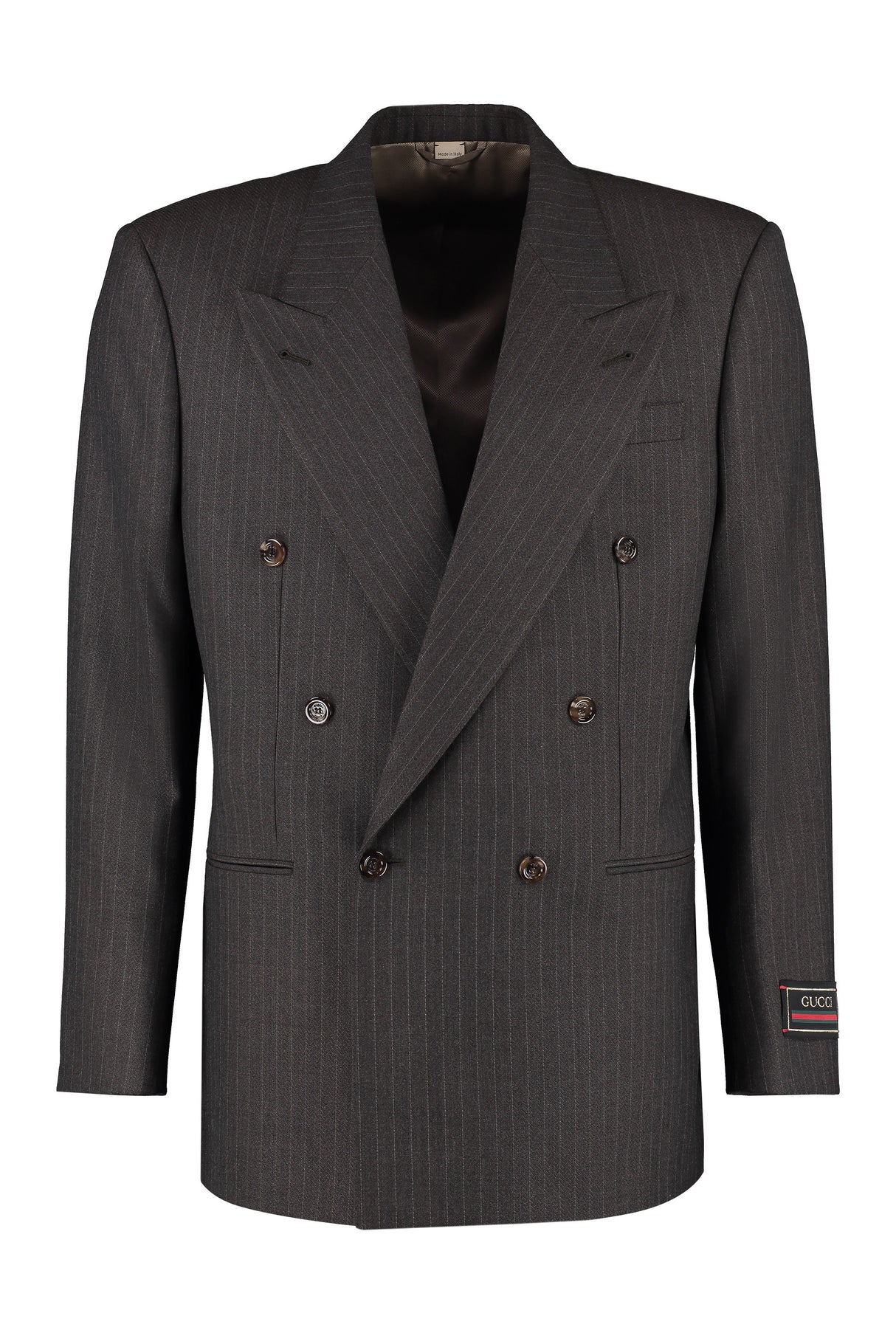 GUCCI Men's Gray Double-Breasted Wool Jacket for SS22