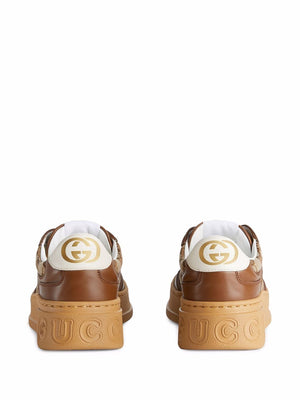 GUCCI Chunky Leather Low-Top Sneakers with GG Embossed Design