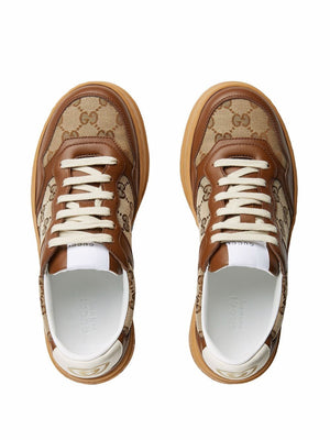 GUCCI Chunky Leather Low-Top Sneakers with GG Embossed Design