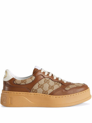 GUCCI Chunky Leather Low-Top Sneakers with GG Embossed Design