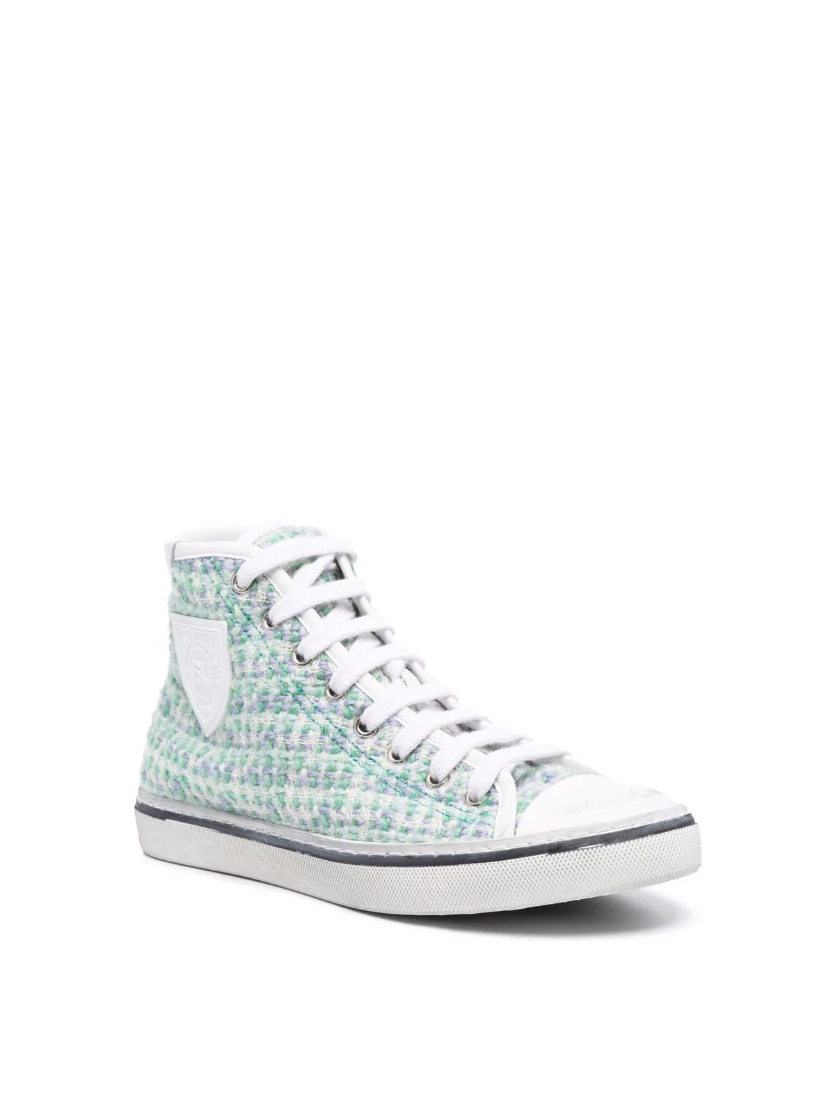 SAINT LAURENT Tweed Logo Patch Sneakers for Women