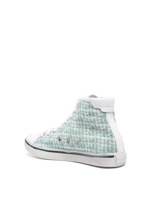 SAINT LAURENT Tweed Logo Patch Sneakers for Women