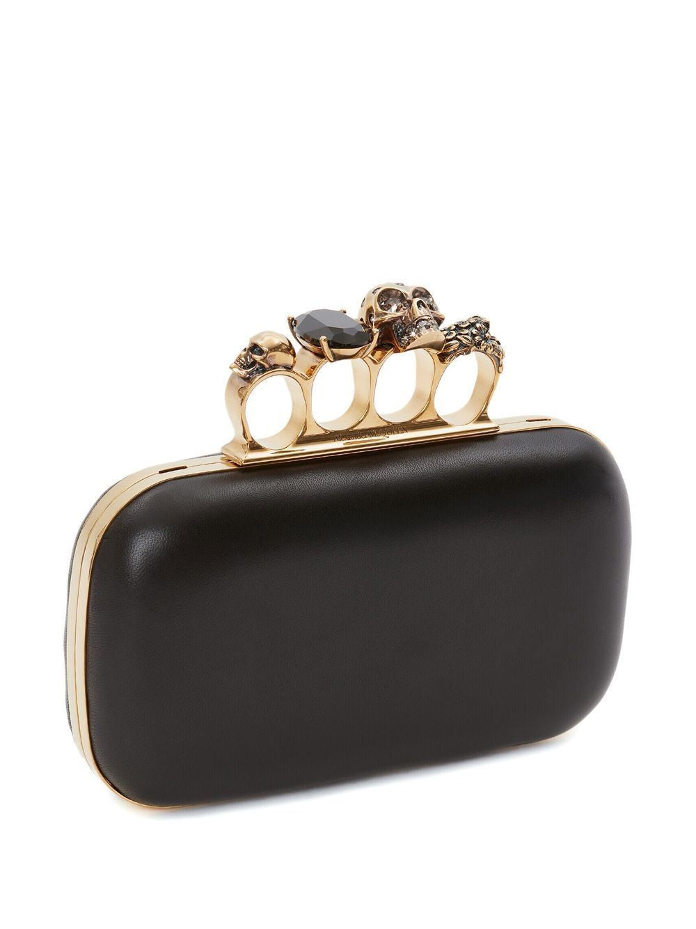 ALEXANDER MCQUEEN Mini Four Ring Leather Skull Clutch