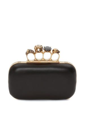 ALEXANDER MCQUEEN Mini Four Ring Leather Skull Clutch