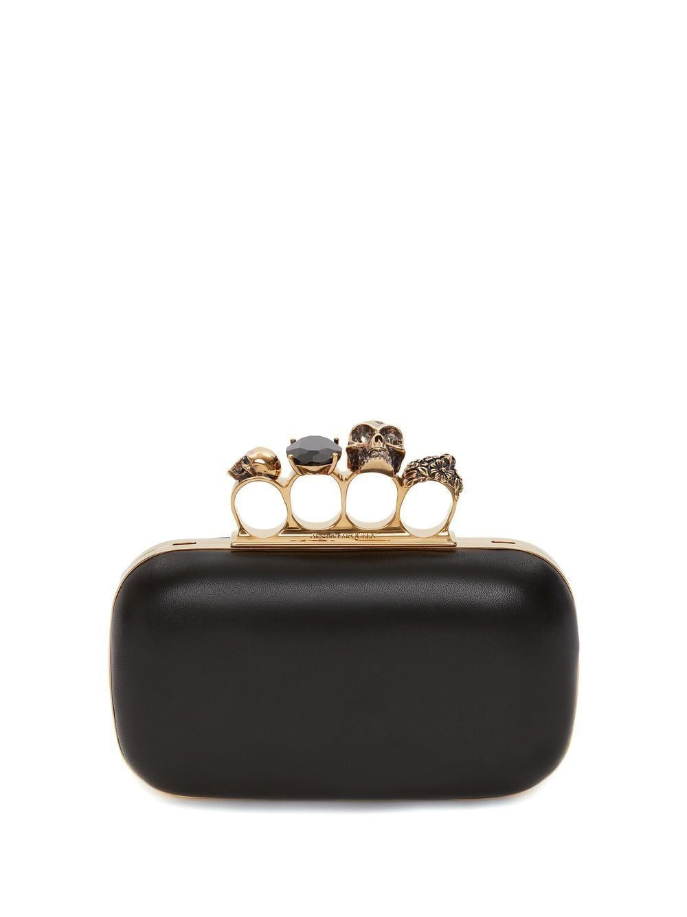 ALEXANDER MCQUEEN Mini Four Ring Leather Skull Clutch