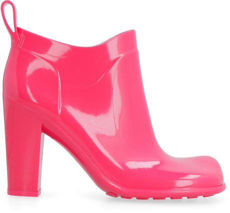 Fuchsia Ankle Boots with Square Toe and Rubber Studs
