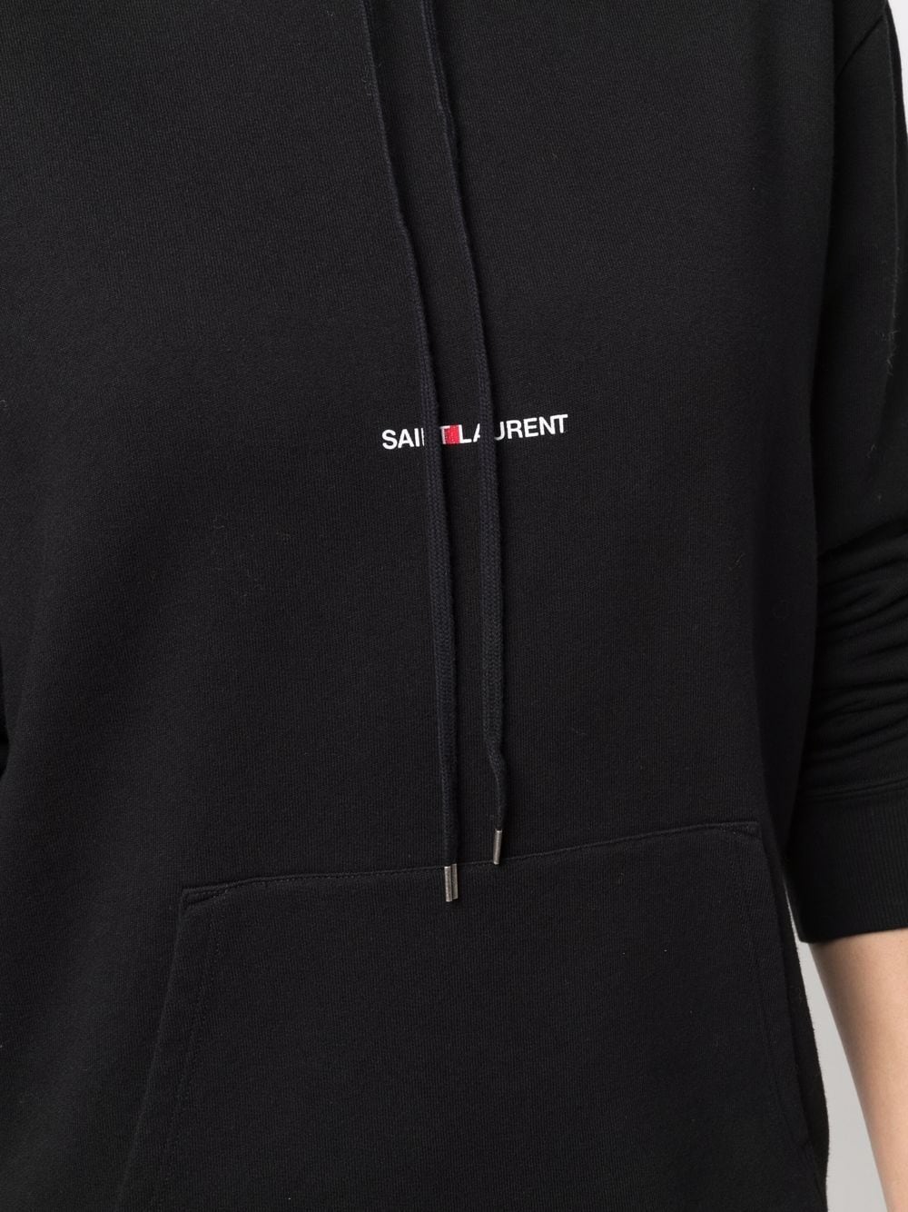 SAINT LAURENT Black Hoodie with White and Red Logo for Women's SS24 Collection