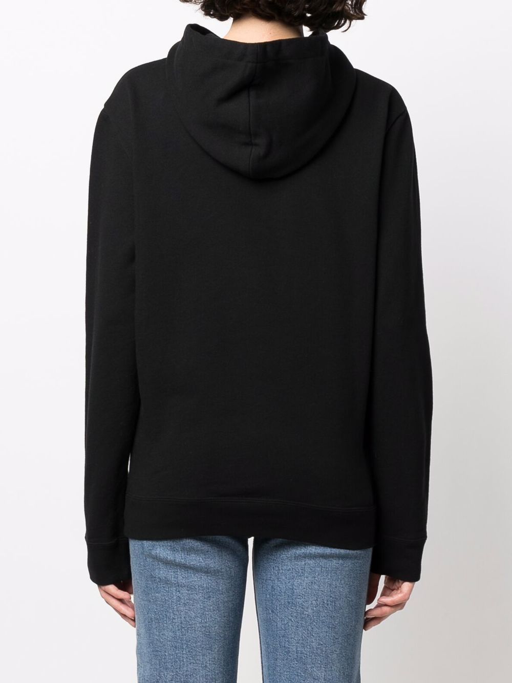 SAINT LAURENT Black Hoodie with White and Red Logo for Women's SS24 Collection