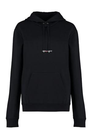 SAINT LAURENT Classic Black Hoodie with Logo Print