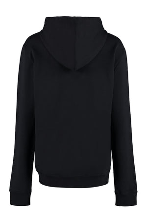 SAINT LAURENT Organic Cotton Hoodie with Ribbed Cuffs and Lower Edge for Women