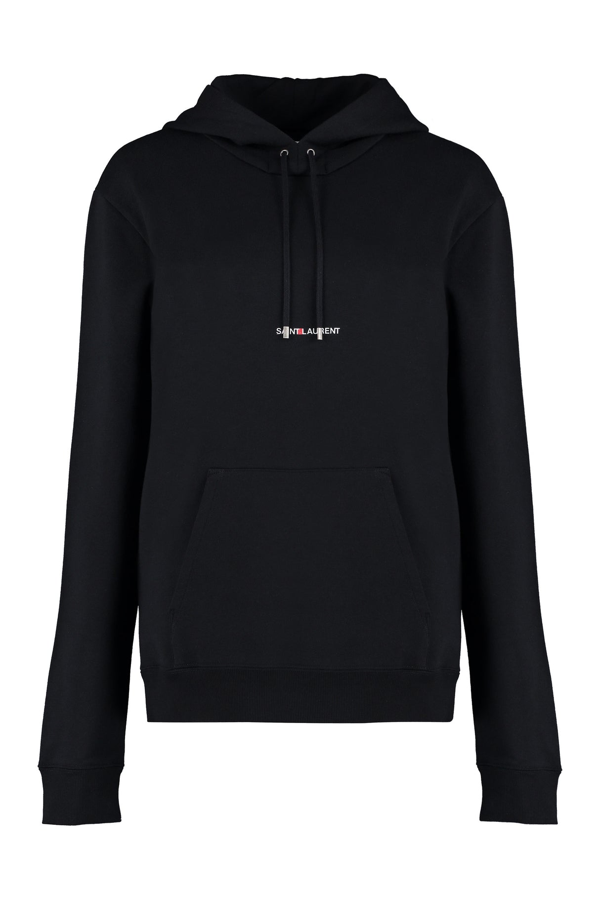 SAINT LAURENT Organic Cotton Hoodie with Ribbed Cuffs and Lower Edge for Women