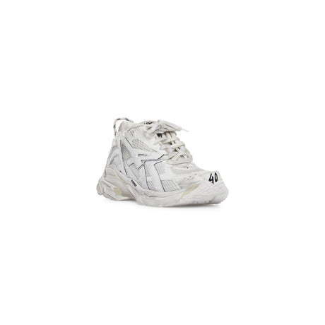 بلوجرانزيجا - أحذية رياضية قماشية بيضاء مع تأثير البلى للنساء