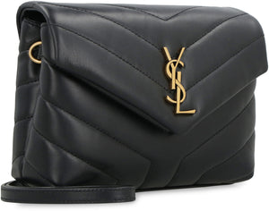 SAINT LAURENT Black Quilted Calfskin Crossbody Handbag with YSL Monogram