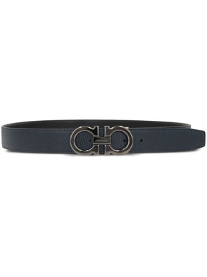 FERRAGAMO Reversible Adjustable Semi-Matte Gancini Hook Belt