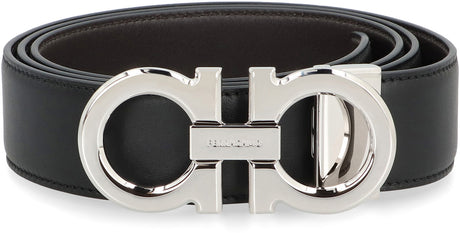 Ferragamo Reversible Leather Belt with Gancini Hook - 3.5 cm Height