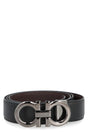 Ferragamo Reversible Leather Belt with Dark-Tone Metal Buckle - 3.5cm Width