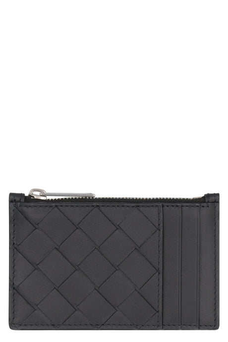 BOTTEGA VENETA Classic Black Leather Card Holder for Men