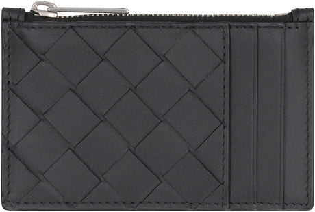 BOTTEGA VENETA Classic Black Leather Card Holder for Men