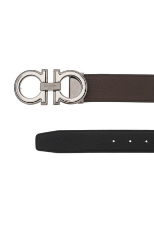 FERRAGAMO Elegant Reversible Leather Belt with Metallic Buckle