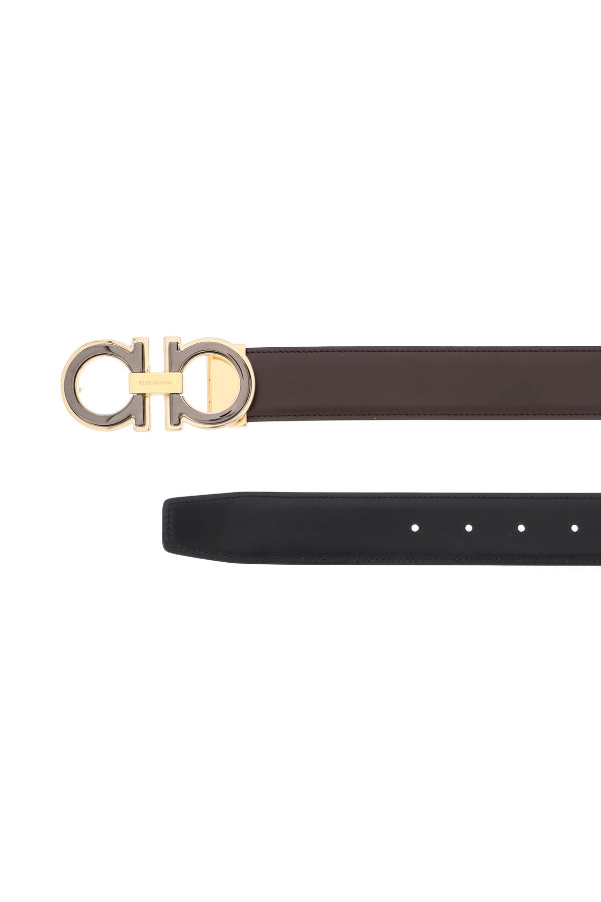 FERRAGAMO Reversible Leather Belt with Double-Layer Gancini Hook Buckle in Mixed Colors for Men