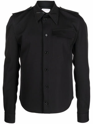 قميص أسود بجيب تغطية للرجال - مجموعة خريف / شتاء 2024