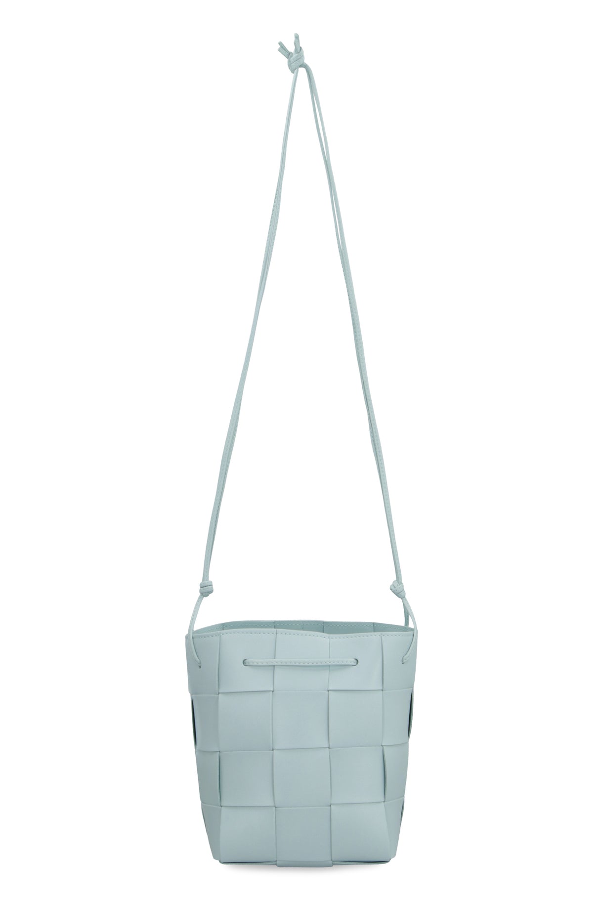 Leather Bucket Handbag with Intreccio Motif - FW23 Blue