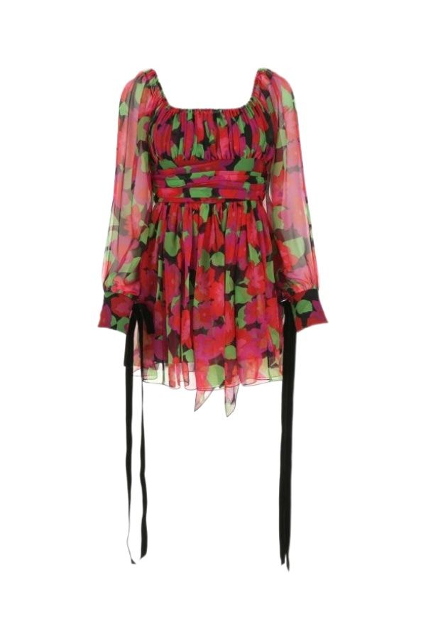 SAINT LAURENT Floral Chiffon Gisele Dress