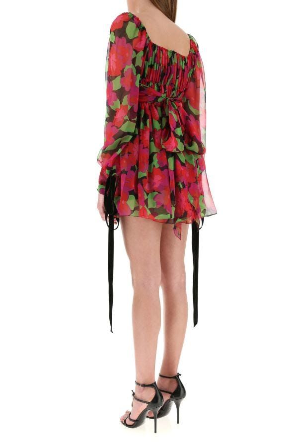 SAINT LAURENT Floral Chiffon Gisele Dress