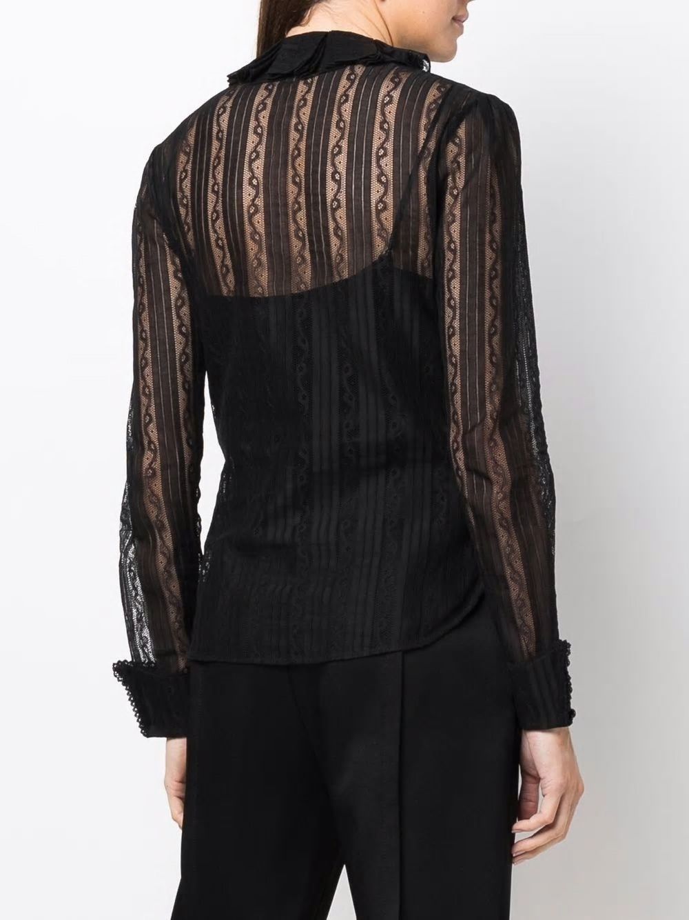 SAINT LAURENT Black Lace Blouse for Women - SS22 Collection