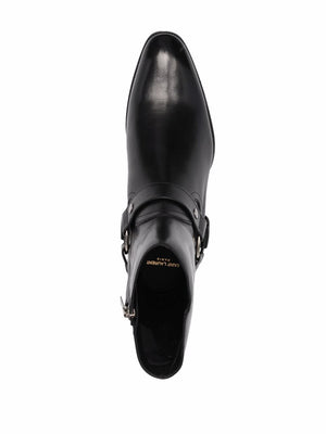 SAINT LAURENT Black Wyatt 40mm Ankle Boots for Men