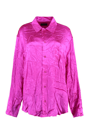 BALENCIAGA Fuchsia Creased Silk Shirt for FW23