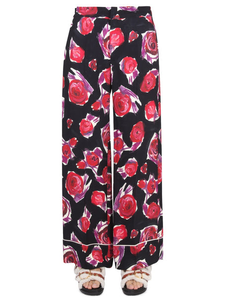 MARNI Floral Patterned Pajama Pants with Elastic Waistband for Women