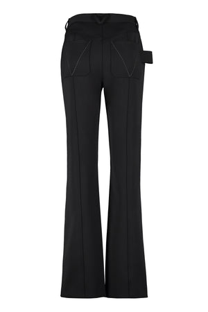 Extendable Zipper Wool Trousers with Decorative Stitches for Women